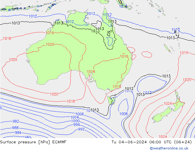 Surface pressure ECMWF Tu 04.06.2024 06 UTC