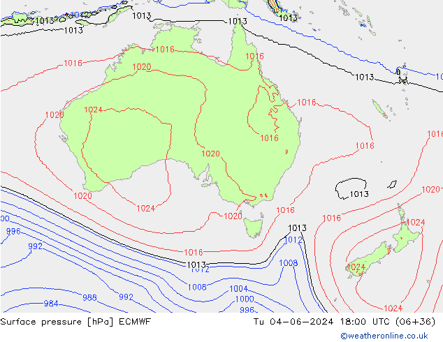 Bodendruck ECMWF Di 04.06.2024 18 UTC