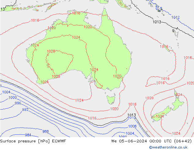 Surface pressure ECMWF We 05.06.2024 00 UTC