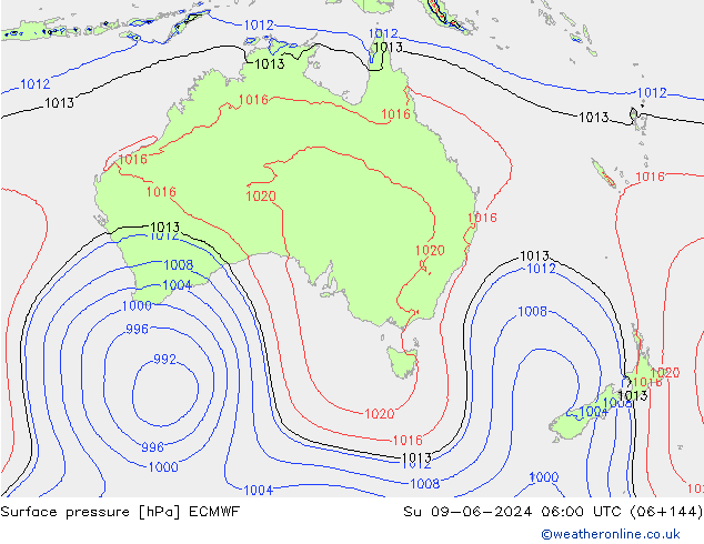 приземное давление ECMWF Вс 09.06.2024 06 UTC