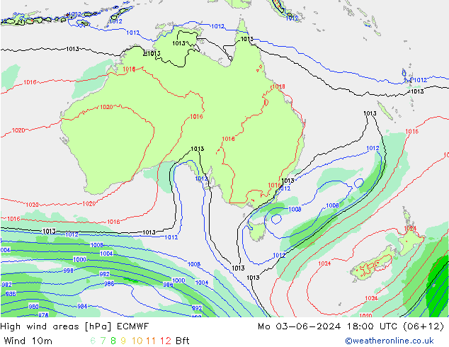 High wind areas ECMWF Mo 03.06.2024 18 UTC