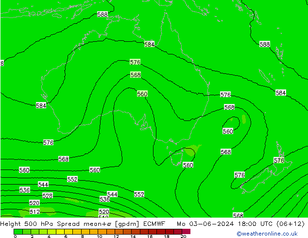 Hoogte 500 hPa Spread ECMWF ma 03.06.2024 18 UTC