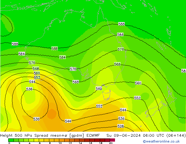 500 hPa Yüksekliği Spread ECMWF Paz 09.06.2024 06 UTC