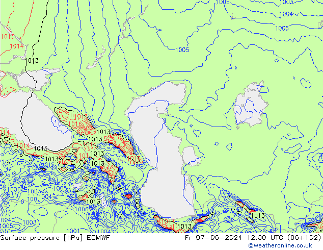 приземное давление ECMWF пт 07.06.2024 12 UTC