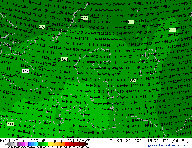 Geop./Temp. 500 hPa ECMWF jue 06.06.2024 18 UTC