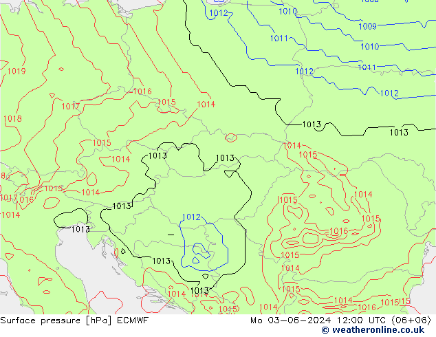 Bodendruck ECMWF Mo 03.06.2024 12 UTC