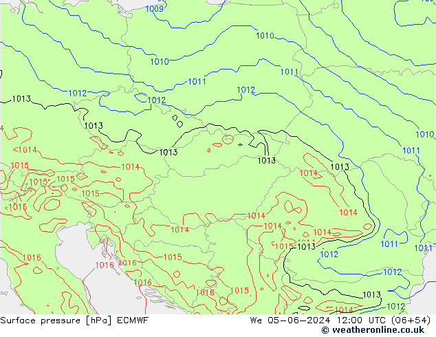 Luchtdruk (Grond) ECMWF wo 05.06.2024 12 UTC