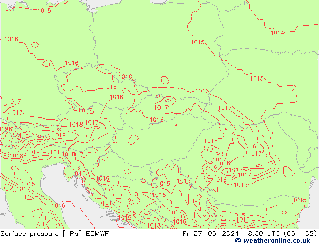 pressão do solo ECMWF Sex 07.06.2024 18 UTC