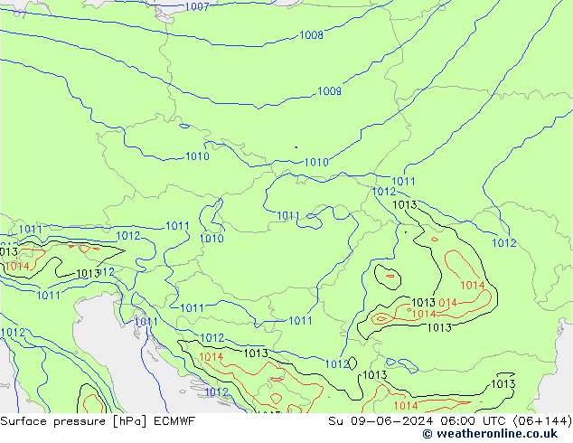 Pressione al suolo ECMWF dom 09.06.2024 06 UTC