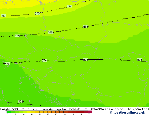 500 hPa Yüksekliği Spread ECMWF Paz 09.06.2024 00 UTC