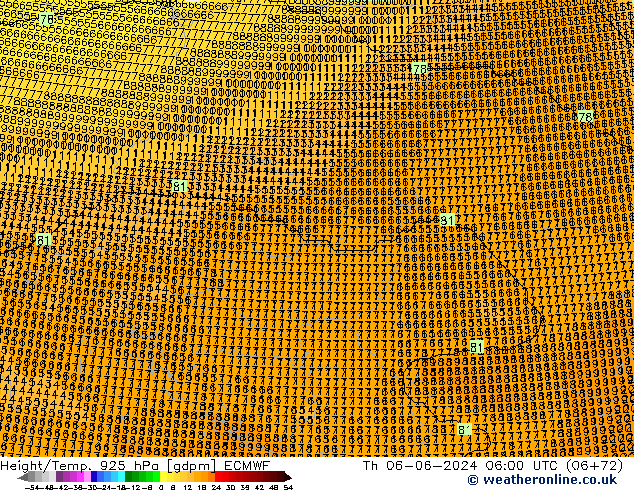 Height/Temp. 925 hPa ECMWF Th 06.06.2024 06 UTC