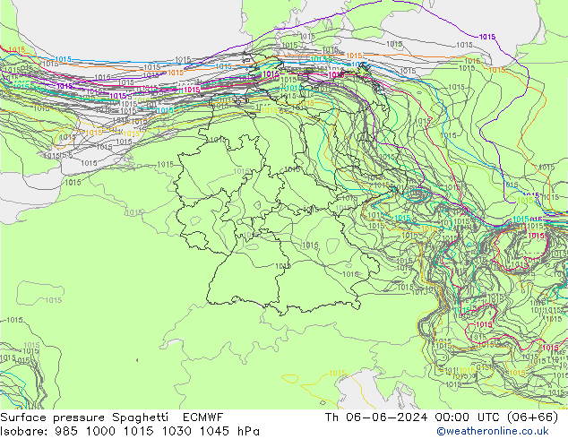Surface pressure Spaghetti ECMWF Th 06.06.2024 00 UTC