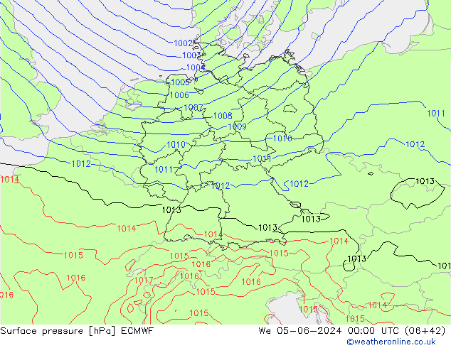 pressão do solo ECMWF Qua 05.06.2024 00 UTC