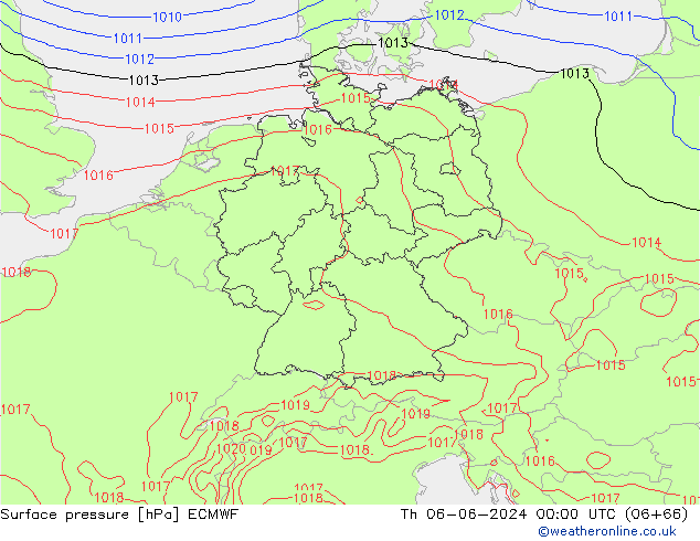 Pressione al suolo ECMWF gio 06.06.2024 00 UTC