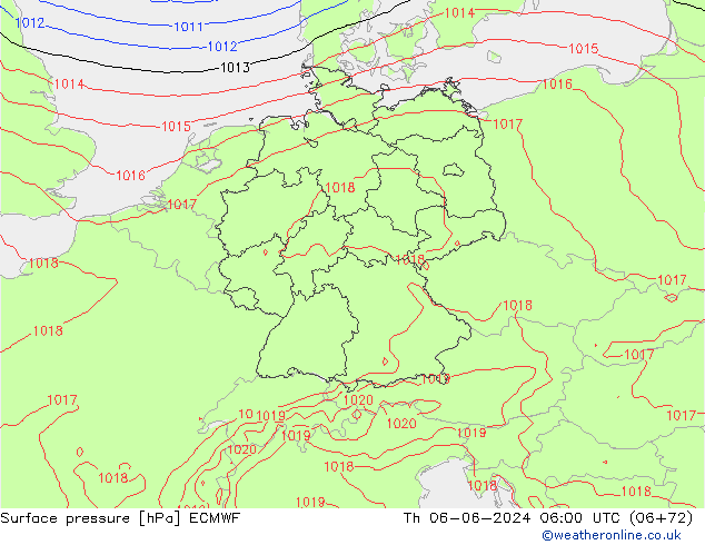 Surface pressure ECMWF Th 06.06.2024 06 UTC