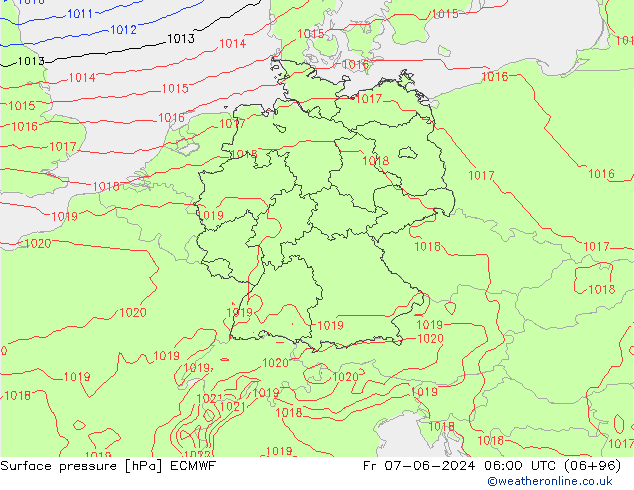 Surface pressure ECMWF Fr 07.06.2024 06 UTC