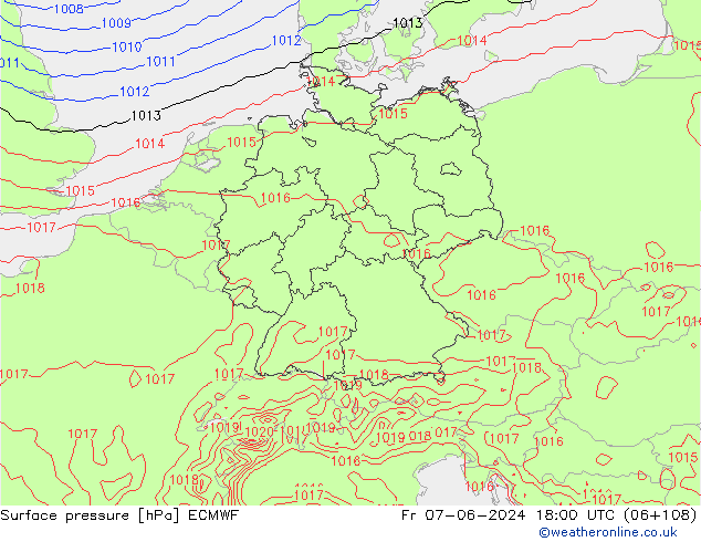 pression de l'air ECMWF ven 07.06.2024 18 UTC