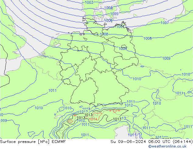 Bodendruck ECMWF So 09.06.2024 06 UTC