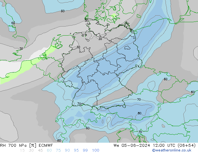 RH 700 hPa ECMWF St 05.06.2024 12 UTC