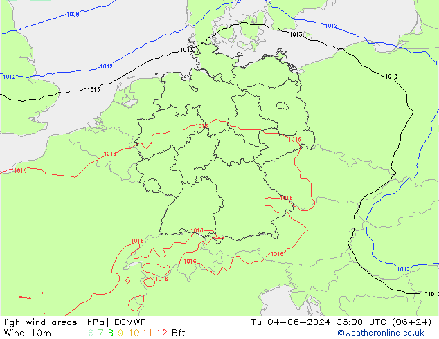 High wind areas ECMWF Tu 04.06.2024 06 UTC