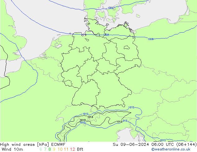 High wind areas ECMWF dom 09.06.2024 06 UTC