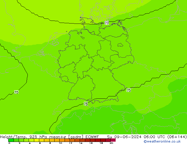 Height/Temp. 925 hPa ECMWF Ne 09.06.2024 06 UTC