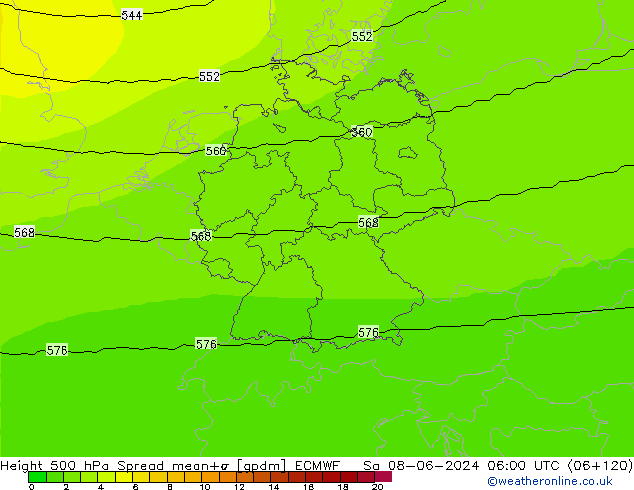 Height 500 hPa Spread ECMWF  08.06.2024 06 UTC