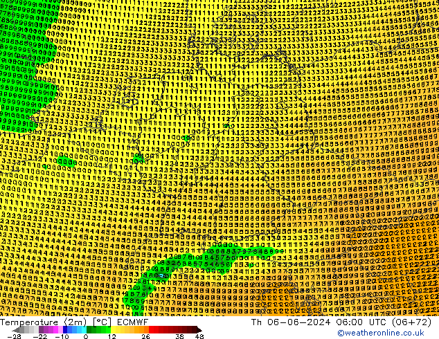 Temperature (2m) ECMWF Th 06.06.2024 06 UTC