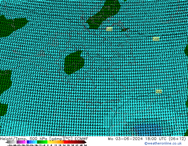 Height/Temp. 500 гПа ECMWF пн 03.06.2024 18 UTC