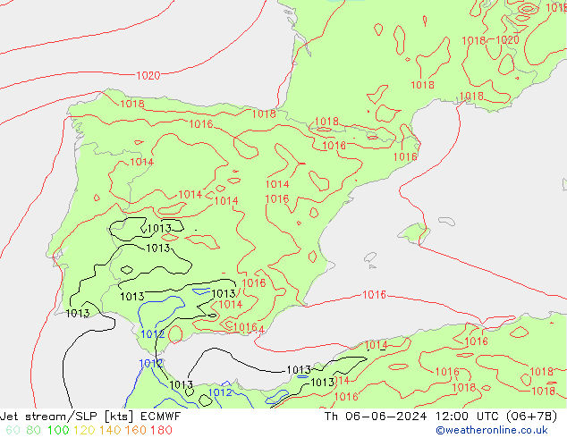 Straalstroom/SLP ECMWF do 06.06.2024 12 UTC