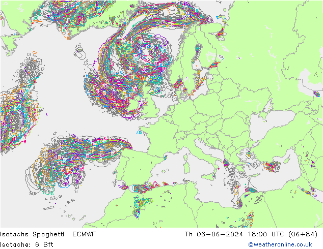 Izotacha Spaghetti ECMWF czw. 06.06.2024 18 UTC