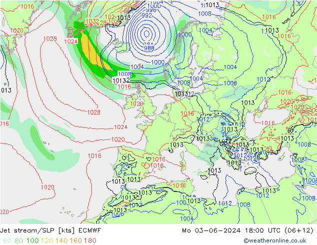 Polarjet/Bodendruck ECMWF Mo 03.06.2024 18 UTC