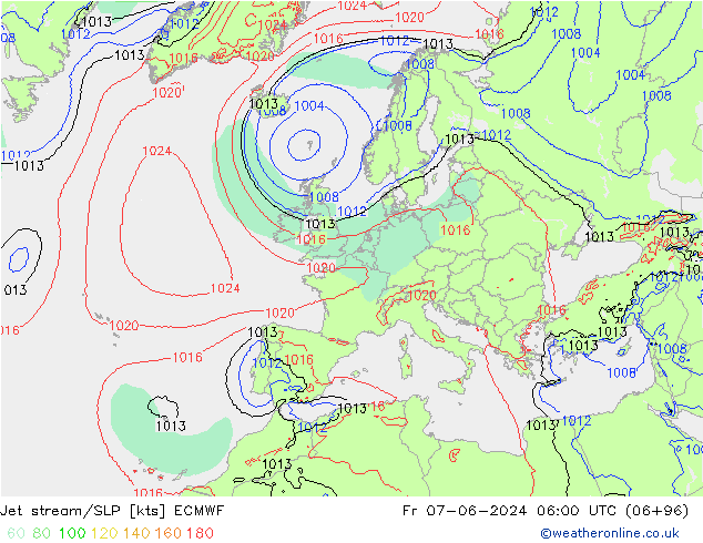 Corriente en chorro ECMWF vie 07.06.2024 06 UTC