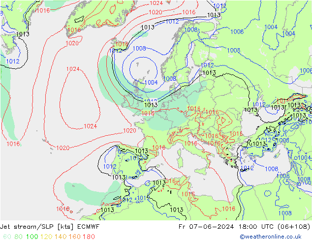 Prąd strumieniowy ECMWF pt. 07.06.2024 18 UTC