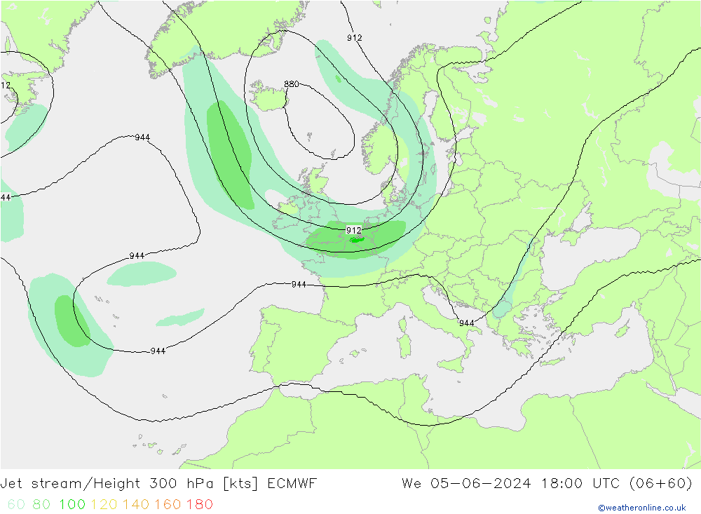 Jet stream/Height 300 hPa ECMWF We 05.06.2024 18 UTC