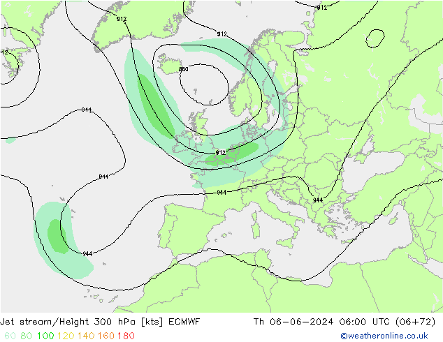 Corrente a getto ECMWF gio 06.06.2024 06 UTC