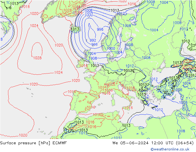 Pressione al suolo ECMWF mer 05.06.2024 12 UTC