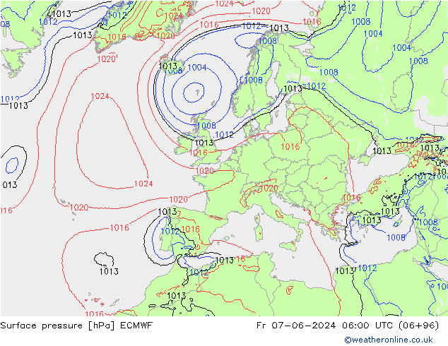 ciśnienie ECMWF pt. 07.06.2024 06 UTC