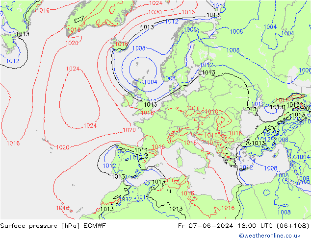 Bodendruck ECMWF Fr 07.06.2024 18 UTC