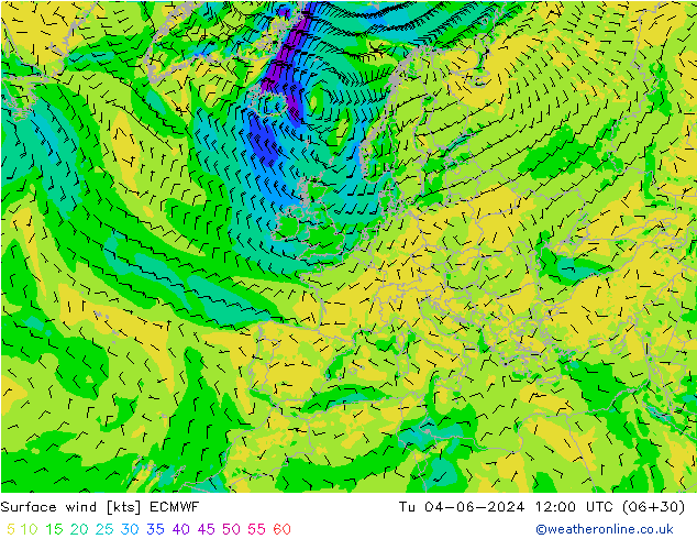 Viento 10 m ECMWF mar 04.06.2024 12 UTC