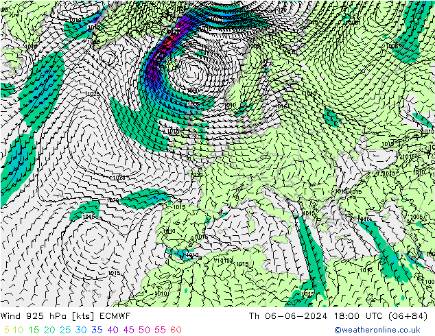 Vent 925 hPa ECMWF jeu 06.06.2024 18 UTC