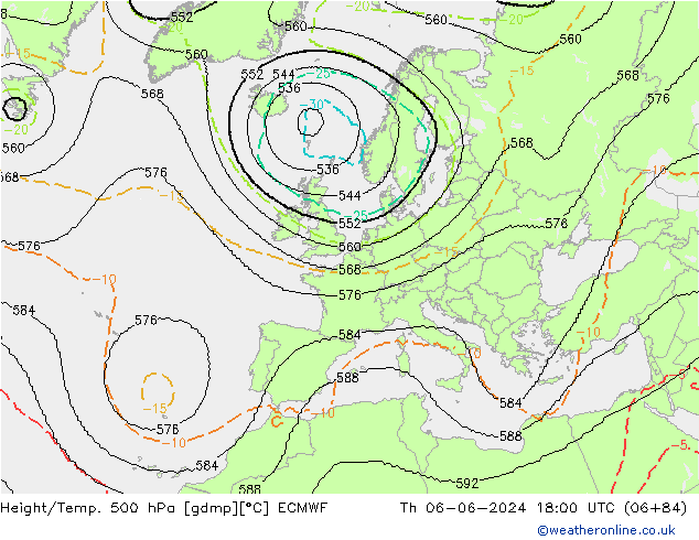 Yükseklik/Sıc. 500 hPa ECMWF Per 06.06.2024 18 UTC