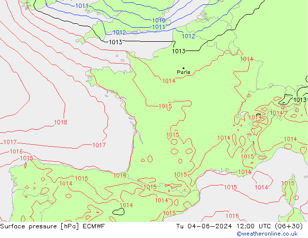 Pressione al suolo ECMWF mar 04.06.2024 12 UTC