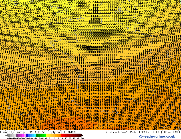 Height/Temp. 850 hPa ECMWF  07.06.2024 18 UTC