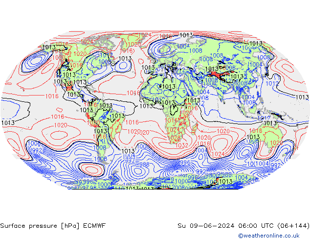 Yer basıncı ECMWF Paz 09.06.2024 06 UTC