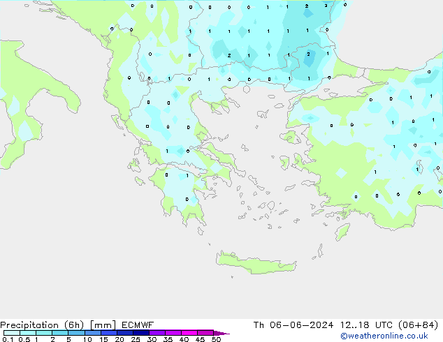 Precipitation (6h) ECMWF Th 06.06.2024 18 UTC