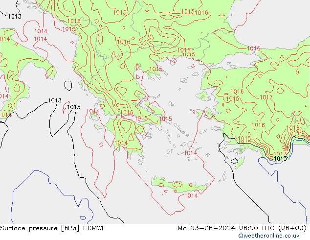 pressão do solo ECMWF Seg 03.06.2024 06 UTC