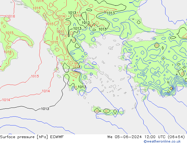 Surface pressure ECMWF We 05.06.2024 12 UTC