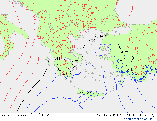 pressão do solo ECMWF Qui 06.06.2024 06 UTC