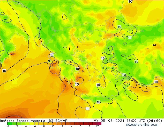 Isotachs Spread ECMWF mer 05.06.2024 18 UTC